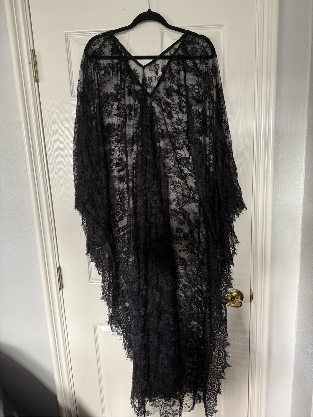 Black Lace Sheer Duster Cover-Up Halloween witch dress